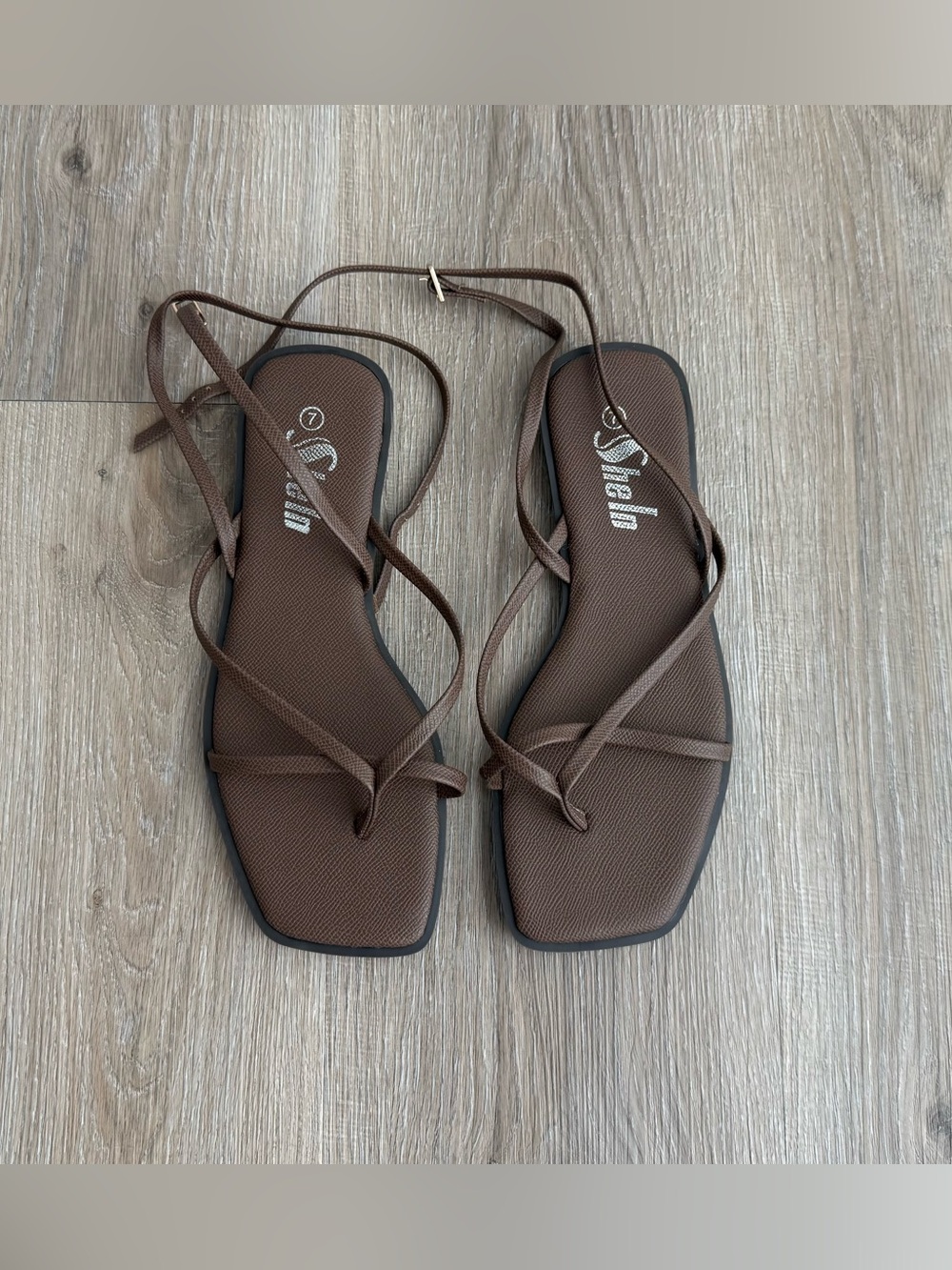 Brown Strappy Square-Toe Women's Sandals